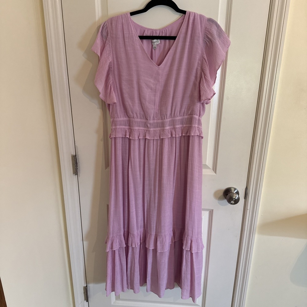 Wonderly Women's Pink Tiered Midi Dress Size Large